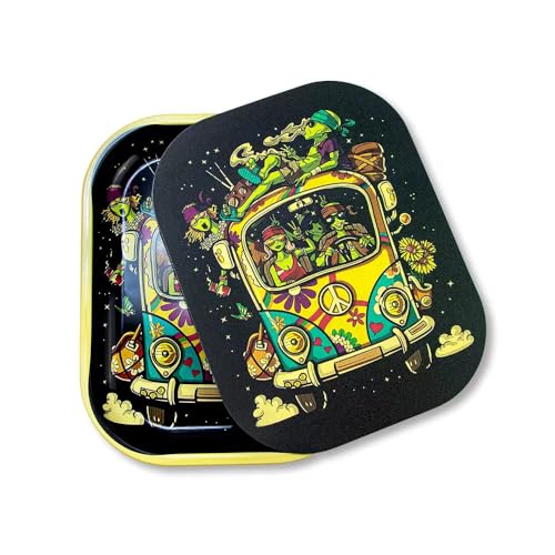 FANVANAI Metal Tray with Soft PVC Magnetic Lid Small Cute Decorative Tray Ideal Storage for Home or on The Go, 7