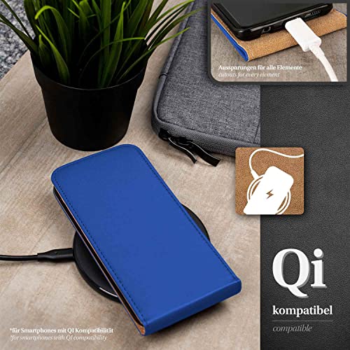 Étui de protection à rabat pour iPhone 13 Pro moex cuir synthétique bleu