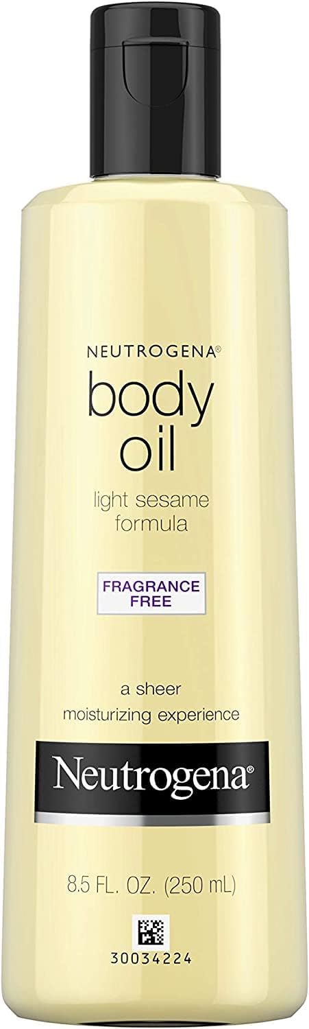 Neutrogena Lightweight Body Oil for Dry Skin, Sheer Moisturizer in Light Sesame Formula, 8.5 fl. oz (Pack of 2)