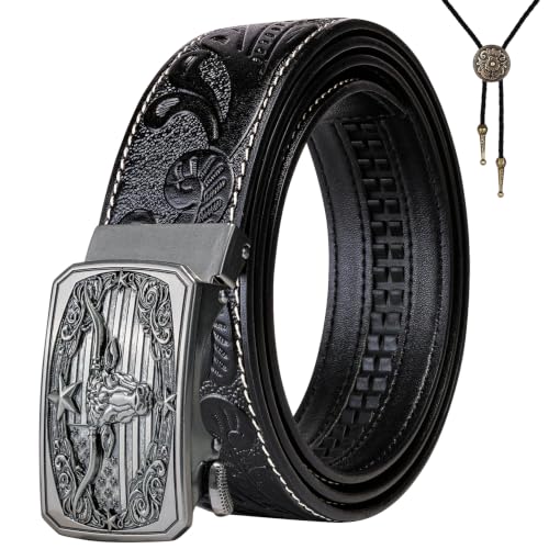 Image of Dubulle Mens Ratchet Belt Gold Click Buckle Adjustable Leather Belts