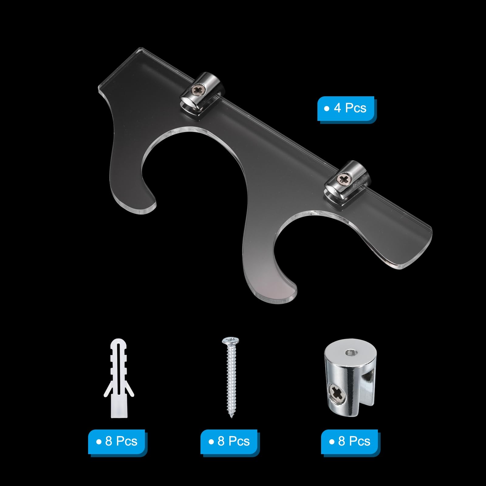 PATIKIL 2 works Light Saber Stand Wall Display Acrylic Light Sword Holder Holder Baseball Bats Rack with Screws for Home Office Transparent - Image 3