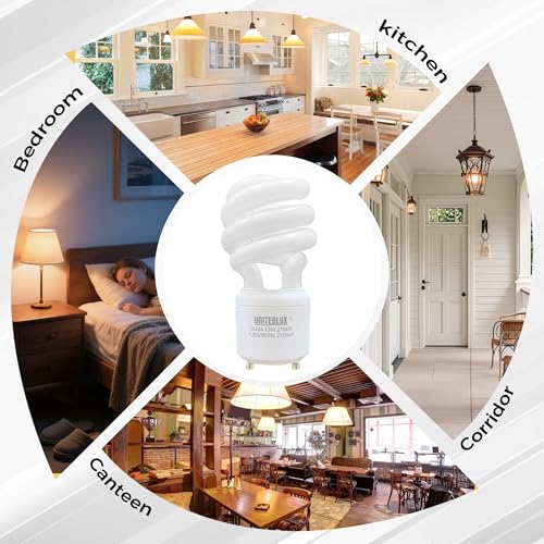 Image of 13Watt T2 Spiral CFL GU24 2 Prong Light Bulb Base 2700K 900lm 120v 60Hz Light Bulb- Mini Twist Lock Spiral -Self Ballasted Compact Fluorescent Soft White Pack of 3
