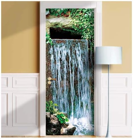 Waterfall Door Mural. Single Piece Sticker, Decal. Wrap, Cover. Removable (30"x80", Variant 2)