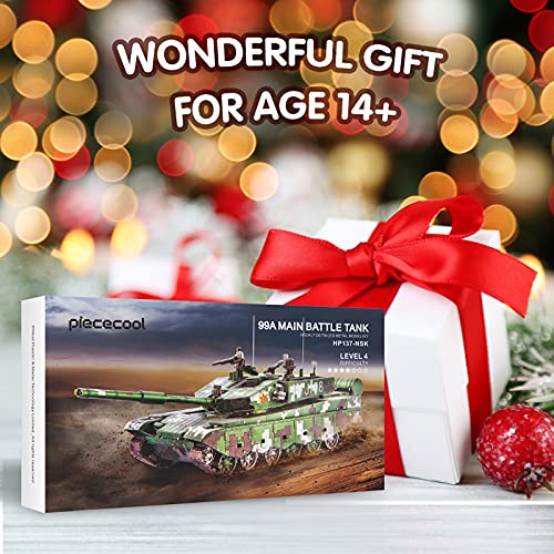 Piececool 3D Metal Puzzles Tank Model Kits, 99A Main Battle Tank Military Model Kit, Diy Vehicle Car Models Building Blocks Kit, Handcraft Toys For Adults Christmas Birthday Gifts, 233Pcs #TOP6