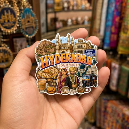 Image of Zesta Wooden Fridge Magnets Set | Refrigerator Decor Magnets for Kitchen | India Souvenir Fridge Magnet Collection | Wooden Magnet for Fridge Door Decoration (Hyderabad)