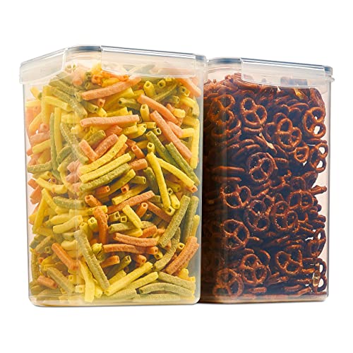 2 Pack Extra Large Airtight Food Storage Containers - 6.5L / 220 Oz Bpa Free Clear Plastic Kitchen And Pantry Organization Canisters For Flour, Sugar, Rice & Baking Supply - Labels, Marker & Spoon Set #TOP4