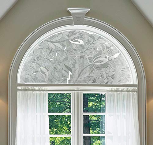 Autotech Park Precut Custom Arched Window Film, Floral Series 5 Design, Up To 64 Inches Diameter And 33 Inches Height #TOP2