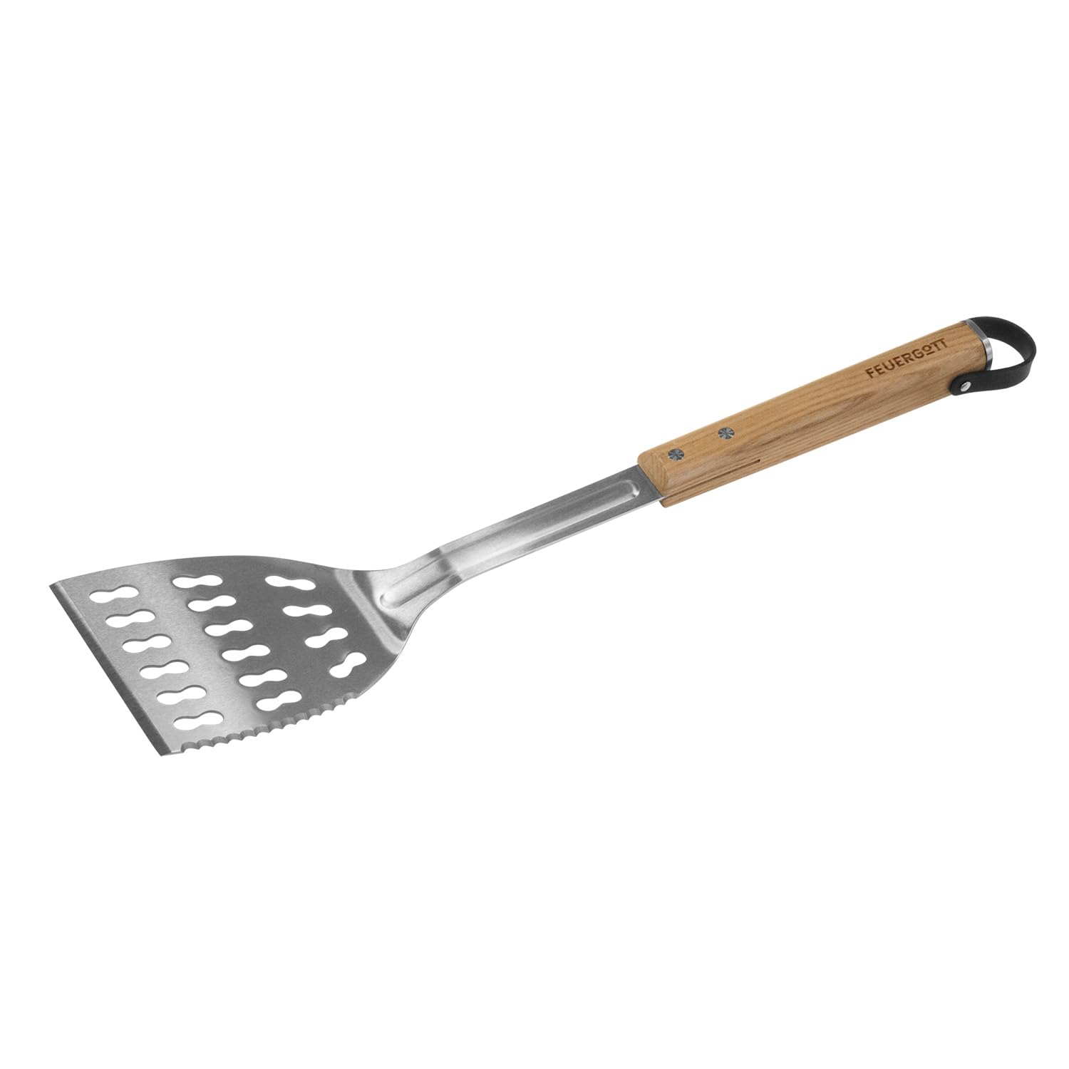 Grillbesteck-Set 4 Teile Edelstahl, Zedernholz, Lederschlaufen, Grillbesteck mit Grillzange, Grillwender, Grillspachtel und Grillbürste