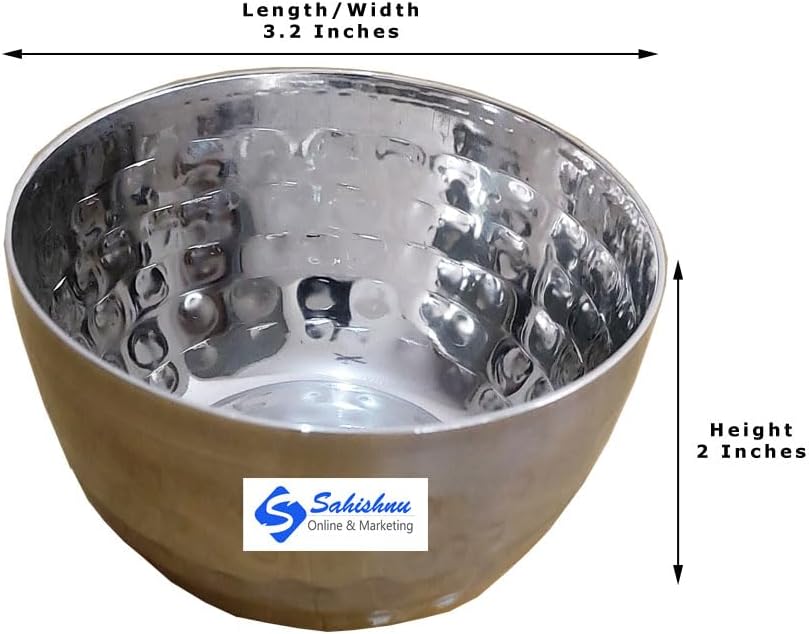 Sahishnu Online And Marketing Stainless Steel Hammer Style Dinner Set, Indian Dinnerware, Traditional Indian Dinner Set of Thali,Bowls, Small Plate, Glass and Spoons