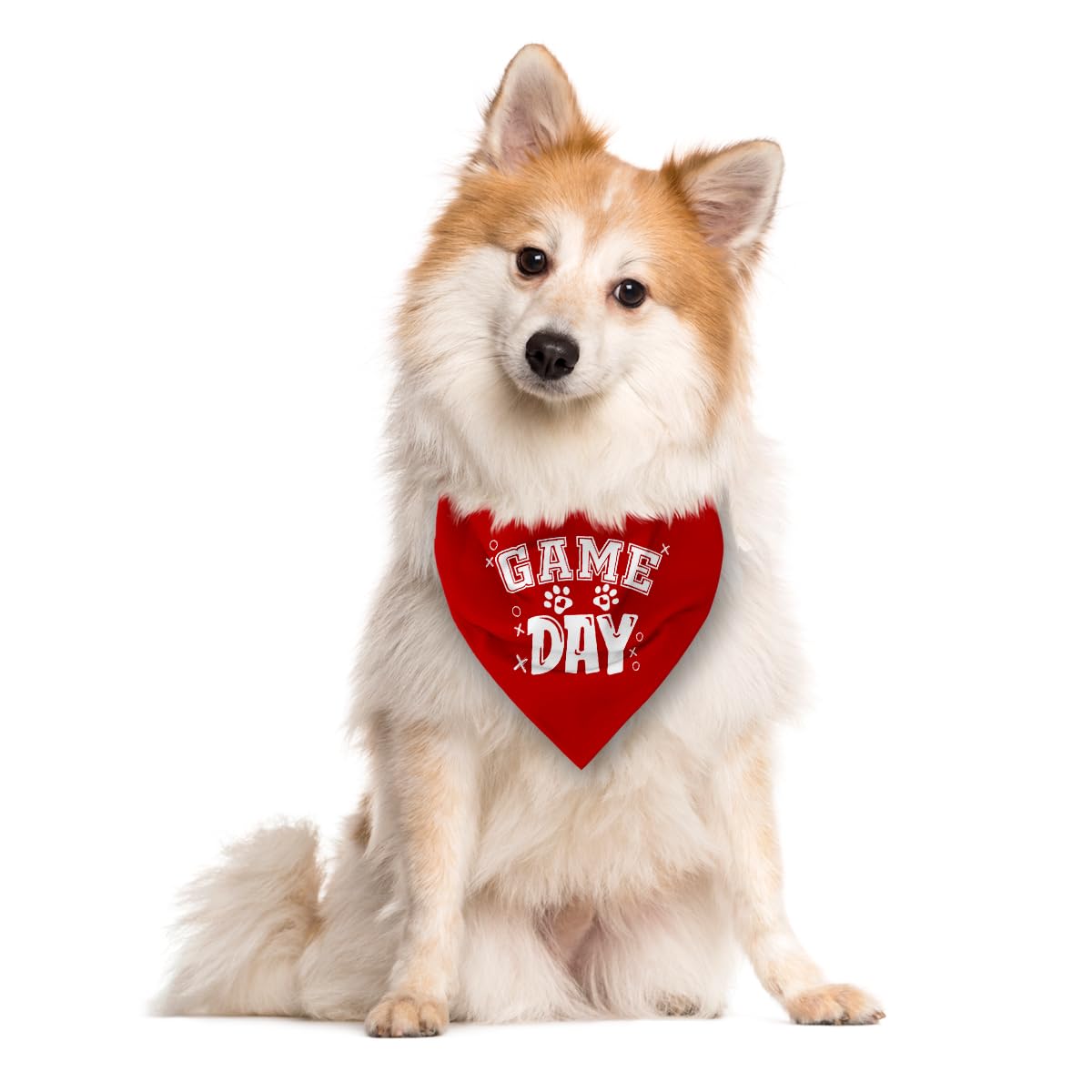 ZPPRJF Game Day Dog Bandana, Red, 25 x 17 Inches, Flannel, Comfortable, Geometric Pattern, V-Neck, Adult Dogs, Medium Breeds, Unisex, Not Water Resistant, Perfect for Game Day Occasions
