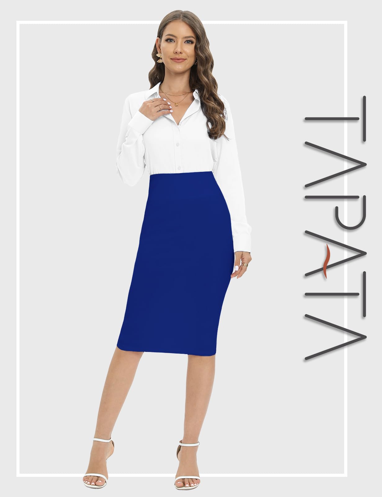 Tapata Gonna Donna Midi Corta Vita Alta Elasticizzata Gonna Attillata Lavoro con Gonna a Tubino con Spacco Lunghezza al Ginocchio