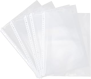 VILLCASE 100 Unidades Dentro Da Pasta De Orçamento Com Protetores De Página Transparentes Mangas De Arquivo De Carregamento Superior Protetores De Papel Protetores De Página A4 Organização