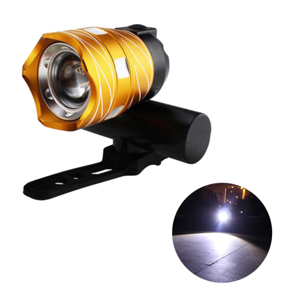 BESPORTBLE Luci per Bici USB Ricaricabili 2 Pezzi, Faro Anteriore Dorato e Fanale Posteriore Rubino con Supporto Regolabile, per Ciclismo Urbano e Mountain Bike Notturna