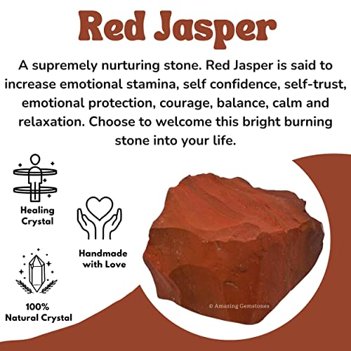 Image of Amazing Gemstone Red Jasper Raw Crystals and Healing Stones, Natural Rocks for Tumbling and DIY Raw Stones and Crystals (5 Pieces)