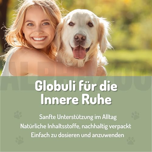 alphazoo Seelenruhe Anti-Stress Bachblüten für Hunde & Katzen 15g I Globuli Beruhigungstabletten gegen Hektik & Stress I Natürliches Beruhigungsmittel