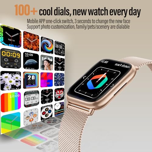 Smartwatch voor dames, 1,83 inch touchscreen, fitnesshorloge, met telefoonfunctie, Smart Watch, fitness, SpO2, bloeddrukmeting, slaapmonitor, hartslagmeter, stappenteller, 120+ sportmodi (rose gold) - Afbeelding 8