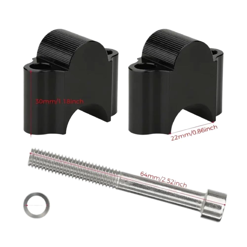 Abrazadera de mango de montaje de barra elevadora de manillar de motocicleta Compatible con R1200gs MT07 MT09 28mm 1 1/8 pulgadas 22mm 7/8 pulgadas(22mm Black)