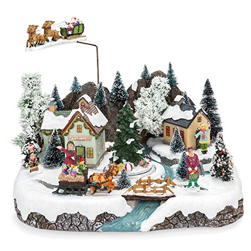 Best Choice Products Animated Musical Pre-Lit Tabletop Christmas Village w/Rotating Tree, Santa's Sleigh and Reindeer