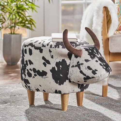 Ball & Cast Velvet Cow-Shaped Ottoman,Cow Print Chair with Cushioned