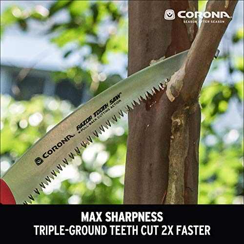 Corona Tools 14-Inch RazorTOOTH Pruning Saw | Tree Saw Designed for Single-Hand Use | Curved Blade Hand Saw | Cuts Branches Up to 8" in Diameter | RS 7395, Red/Black - Image 2