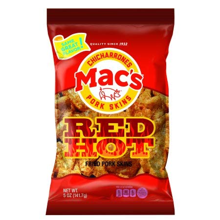 Mac's Red Hot Chicharrones Pork Skins, 5 oz