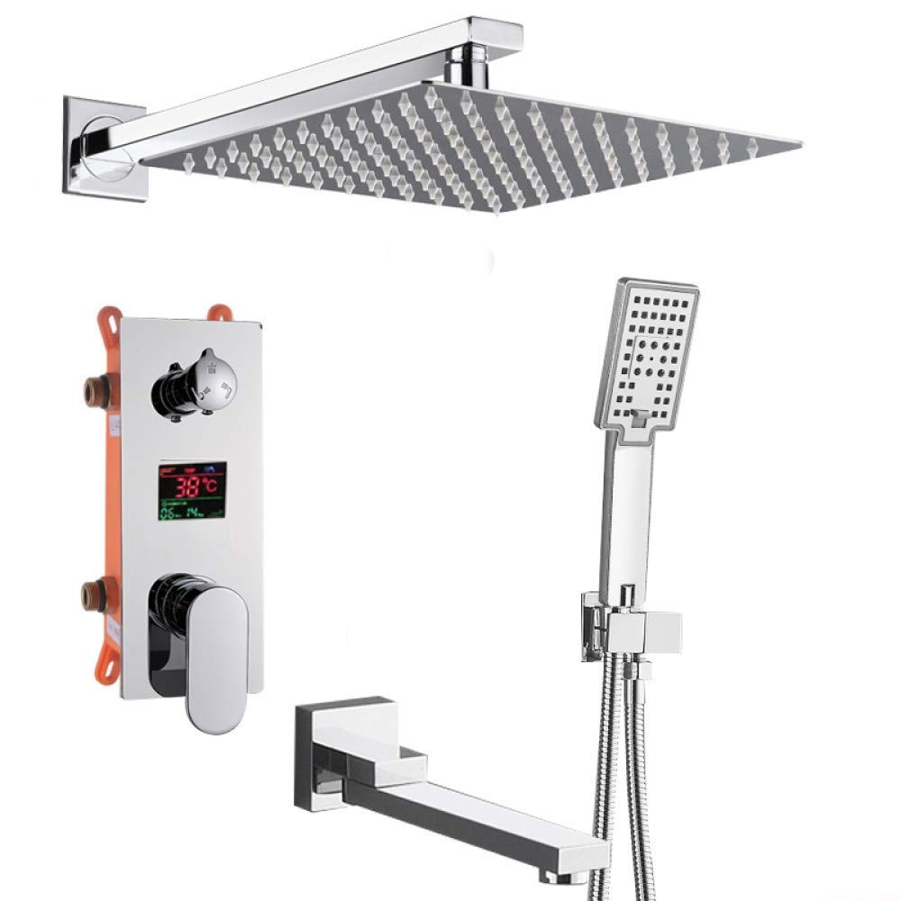 Pommeau de douche ultra-fin avec écran LCD numérique et colonne de douche 3 voies
