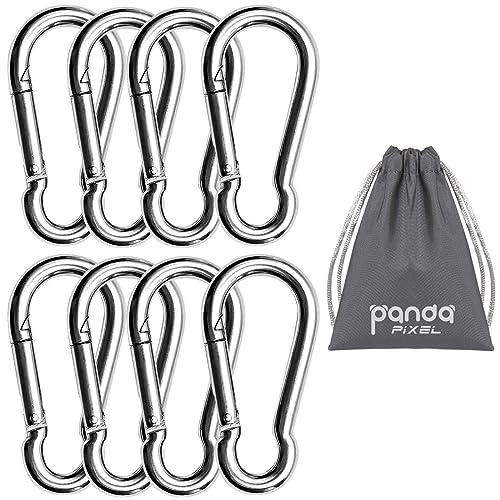 Image of Pixel Panda 3.1&4 Inch Heavy Duty Carabiner Clips Load 1000lbs, 2&4&8Pack Large Snap Hooks for Gym, Outdoor, Swing, Hammock