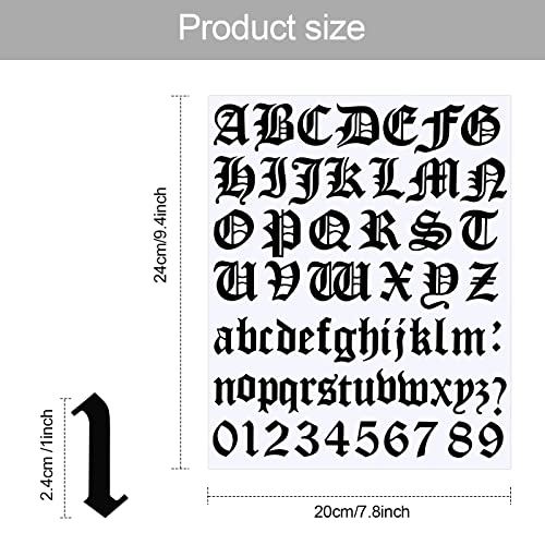 Image of Teling 8 Sheets Letter Stickers Vinyl Old English Alphabet Number Stickers Self Adhesive Stick on Letters for Back to School Scrapbooking DIY Art Business Mailboxes Address Craft(1 Inch,Black)