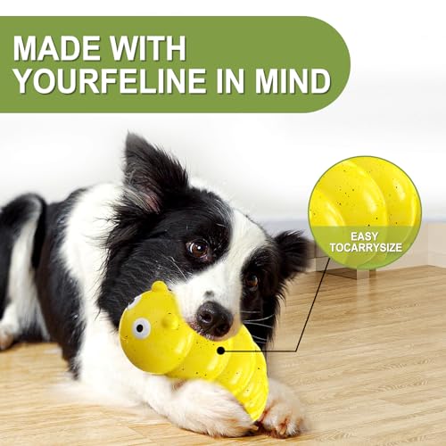 Encuryna Hundespielzeug Unzerstörbar für Aggressives Kauen, Quietschendes Interaktives Hunde Spielzeug, Tough Durable Quietschen Hunde Kauspielzeug für Mittelgroße große Rasse (Gelb)