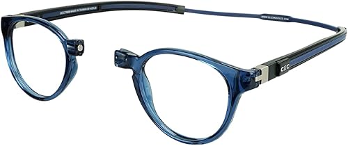 Clic Gafas de lectura magnéticas lectores de computadora lente reemplazable patillas ajustables pantanos de tubo azul mezclilla aumento de 300