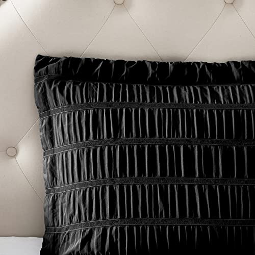 Walensee Twin Seersucker Comforter Set 100% Polyester Soft Washable Microfiber Bed Comforters With 1 Pillowsham, Lightweight Cozy Bedding Comforter Sets For All Season, 2 Pieces, 68"X90", Black #TOP7