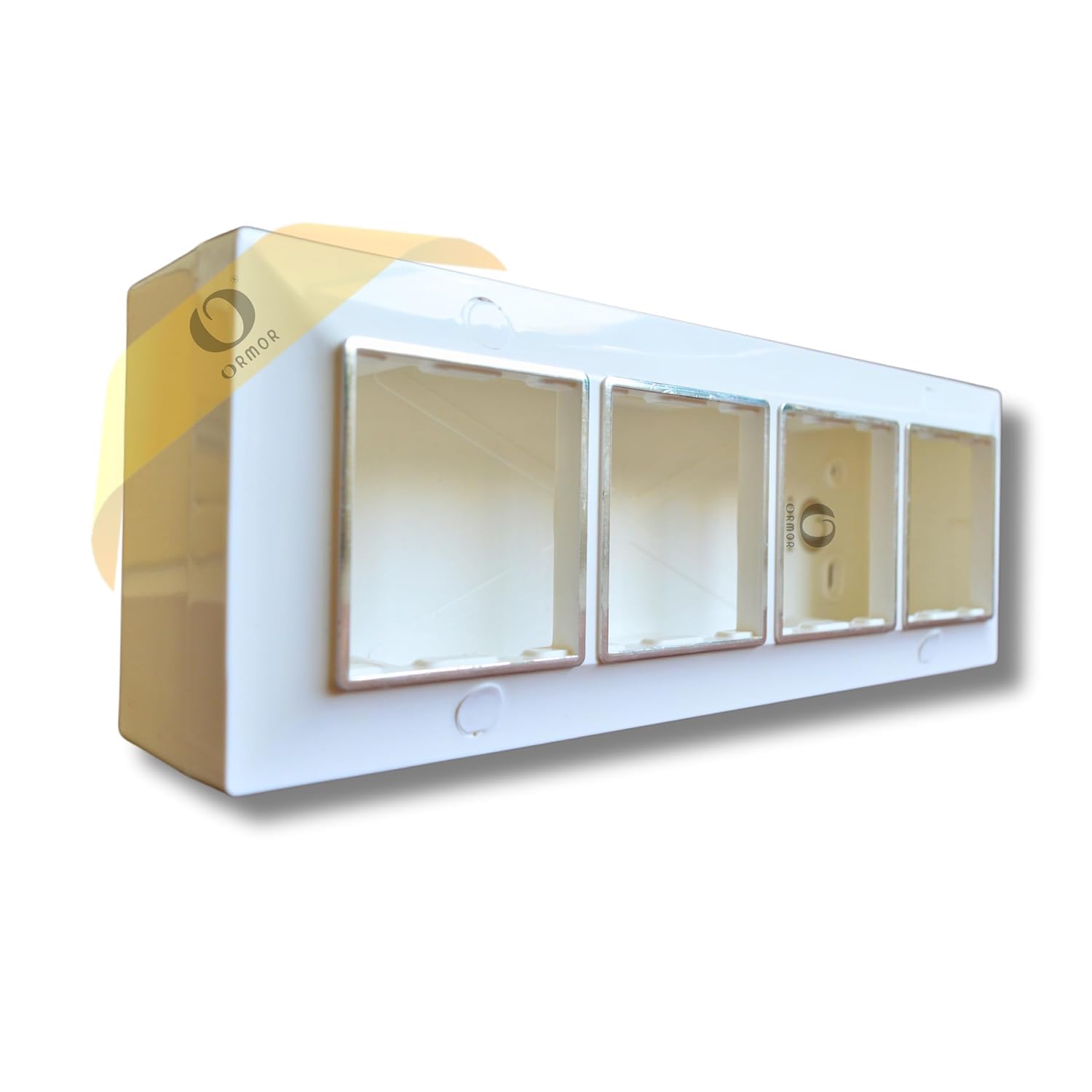atc 8m-gang surface mount electrical box, white, 25 x 8.5 x 5.5 cm, modular switch plate housing (1)
