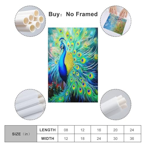 Peintures sur toile paon de prestige impression murale 50x75 - 2