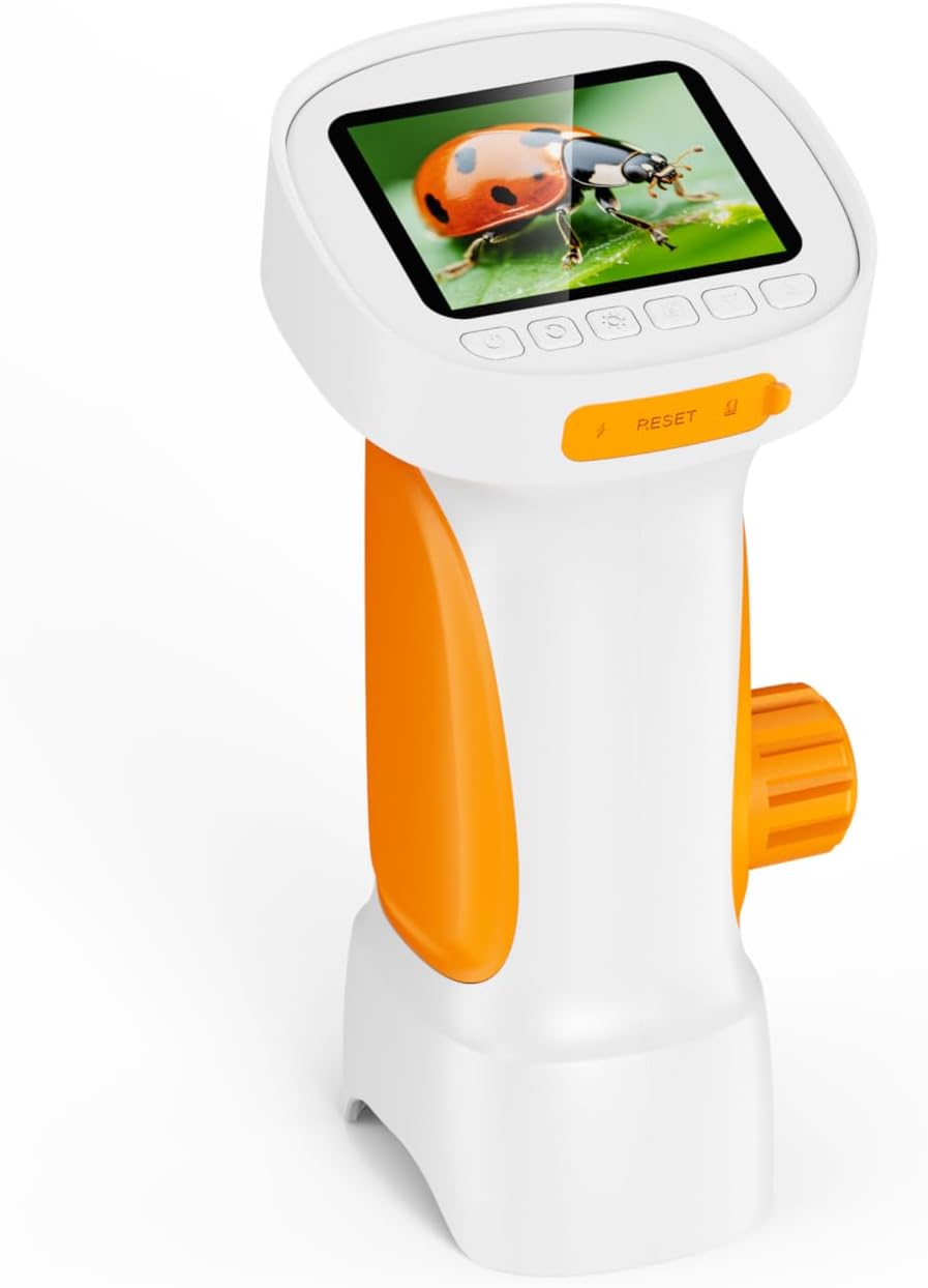 Handheld Portable Kids Microscope - White+Yellow