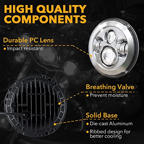 image for TRUCKMALL 7 inch LED Headlight Fog Passing Lights DOT Kit Ring Motorcy