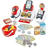 cash register system deutsch FUNKTIONEN: Dieses Spieleset enthält auch Ton- und Lichtfunktionen. Der Scanner kann jedes mitgelieferte Produkt scannen und Ihr Kind kann sogar über die Freisprecheinrichtung sprechen! Ihr Kind muss jeden Artikel mit dem mitgelieferten Zubehör scannen und laden, um stundenlangen Spaß zu haben. Der Bildschirm kann sogar von der Kasse entfernt werden, sodass Ihr Kind die Scheinbankkarte mit dieser großartigen Funktion scannen kann.