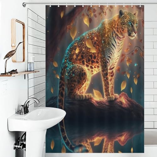 Rideau de douche imperméable léopard 122x183cm en polyester lavable - 6