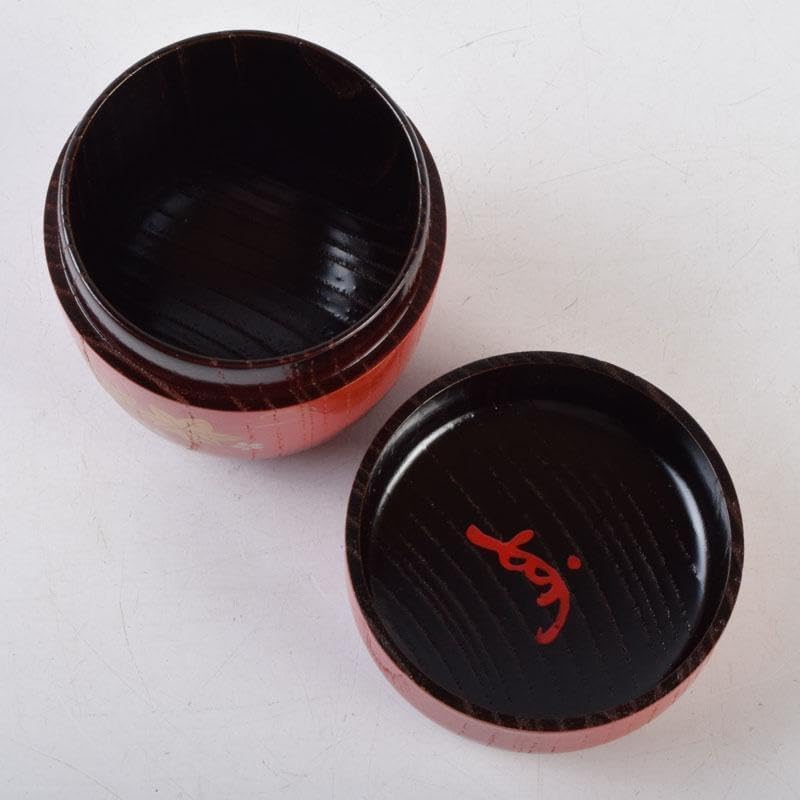 茶道具　朱塗　花草蒔絵　中棗　表千家即中斎花押　合わせ箱　V　8741 茶道具 朱塗 花草蒔絵 中棗 表千家即中斎花押 合わせ箱 V 8741
