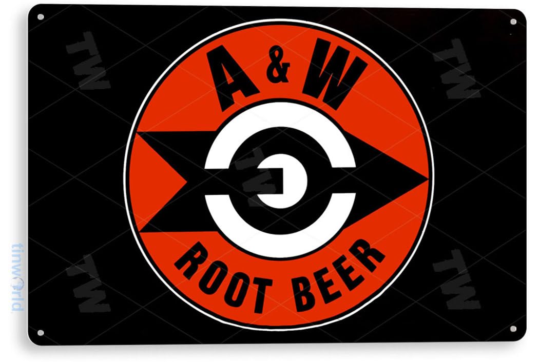 A&W root beer 看板 sign ルートビアグッズエイアンドダブリュ ラウンド ブリキ看板 エイアンドダブリュ ビール メタルサイン A&W