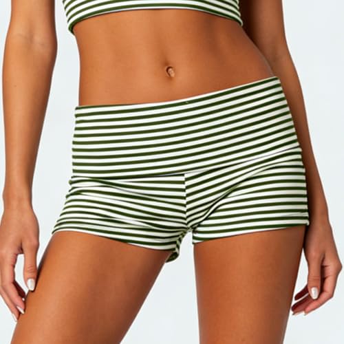 Image of KMBANGI Womens Fold Over Shorts Elastic Waist Y2k Lounge Shorts Foldover Cute Pajama Micro Bottoms Mini Shorts Sleepwear