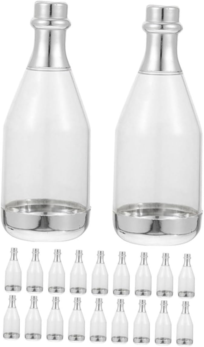20pcs Silver Wine Bottle Shaped Candy Containers Decorative Candy Packaging Boxes with Lids for Wedding Party Favors and Birthday Storage
