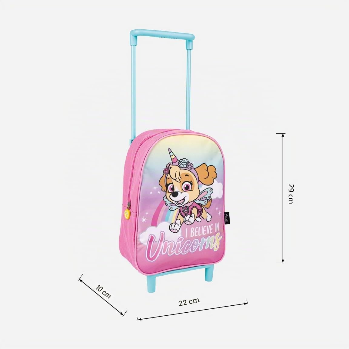 Zaino Trolley Scuola di Paw Patrol - 22 x 10 x 29 cm - Zaino con Ruote per Bambini Fabbricato in Poliestere - Include Tacchetti Antiscivolo - Prodotto Originale Elaborato in Spagna