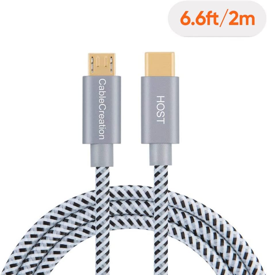 USB-C to Micro USB Cable, CableCreation 6.6 ft Braided Type C OTG Cable Hi-Speed 480Mbps, for Macbook (Pro), Galaxy S8/S8+ & Android Phones, 2M/ Space Gray