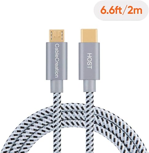 Cablecreation Micro Usb To Usb C Cable 6.6 Ft, Braided Usb C To Micro Usb Otg 480Mbps, Type C To Micro Usb Cable To Usb C To Usb Micro For Macbook Pro Air S22 S21 S20 Pixel 5/4/3 Etc, 2M Space Gray #TOP4