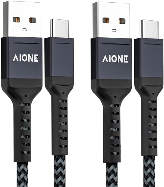 Aione USB C Charger Cable, Type C Charger 2M 2Pack Fast Charging Charger Lead for Samsung Galaxy S22 S21 S20 S10 S9 S8 A70 A50 A40 A20e A12 A42, Huawei P40 P30 P20, Google Pixel, Xiaomi, Sony Xperia