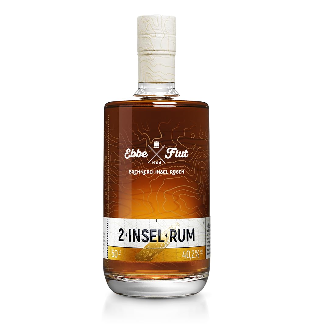 Ebbe und Flut '2-Insel-Rum' | Premium Rum aus Norddeutschland & Karibik | Aromen von Kokos, Kandis & Vanille | Kräftige Holznoten durch Lagerung in Whiskyfässer | Handgemacht | 500ml | 40,7%