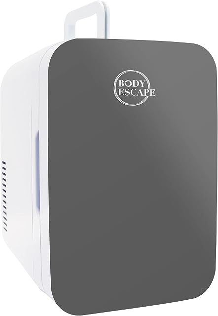 Body Escape Mini Fridge For Skincare & Make-Up - Glass Door Beauty Mini Fridges - Birthday Gifts For Her Skin Care - Portable, Compact, Small & Quiet Skincare Fridge For Makeup - 6L Grey