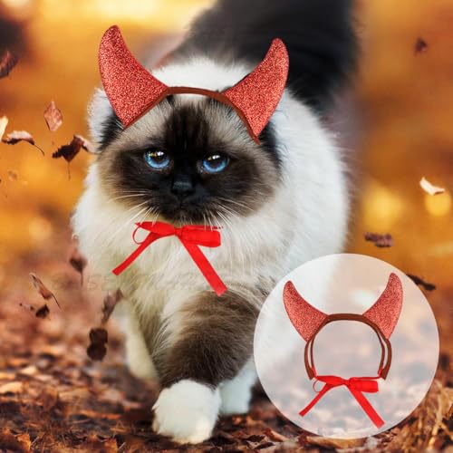 2Pcs Halloween Disfraz Diablo Cuernos para Perros Medianos miniatura 5