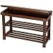 Ollieroo Shoe Rack 2 Tier Natural Bamboo Shoe Bench Organizer, Foot Stool with Storage Drawer on Top (Amber)