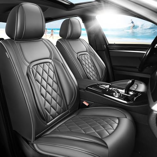 Image of Fit Equinox Car Seat Covers Compatible with Chevy Equinox 2011-2025 2026, Premium Leather Breathable, Wear Resistant, Airbag Compatible, All-Weather Protection & Full Coverage, Full Set Black